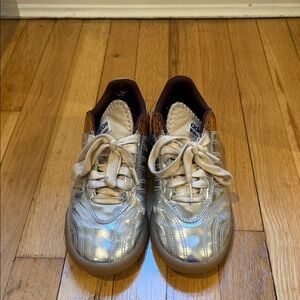 Adidas x Wales Bonner Silver Metallic Sneakers with Brown Accents